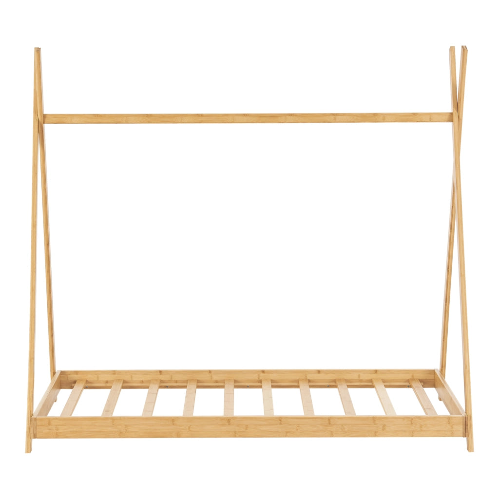 Letto Vimpeli per Cameretta a Forma di Tenda Indiana Bambù Naturale 80x160 cm [en.casa]