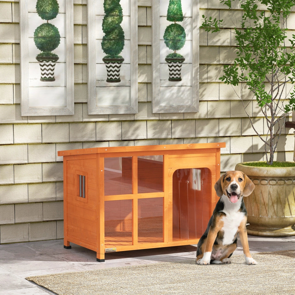 Casetta per Cani Esterno con Tetto in Tegole ¨C zephmum ¨C 90x62x71 cm Legno Naturale
