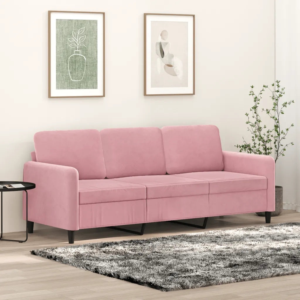 vidaXL Divano a 3 Posti rosa 180 cm in Velluto