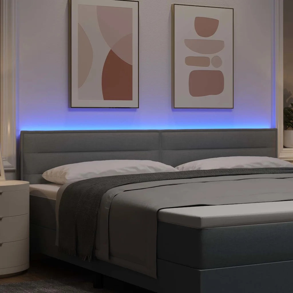 Testiera LED con strisce LED Grigio chiaro 200 cm Tessuto 3338006