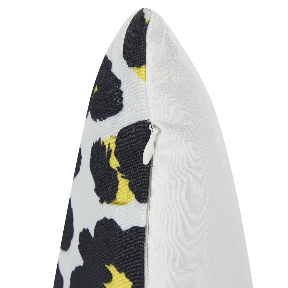Set di 2 cuscini da esterno in poliestere bianco e nero 45 x 45 cm motivo leopardato motivo animale patio da giardino