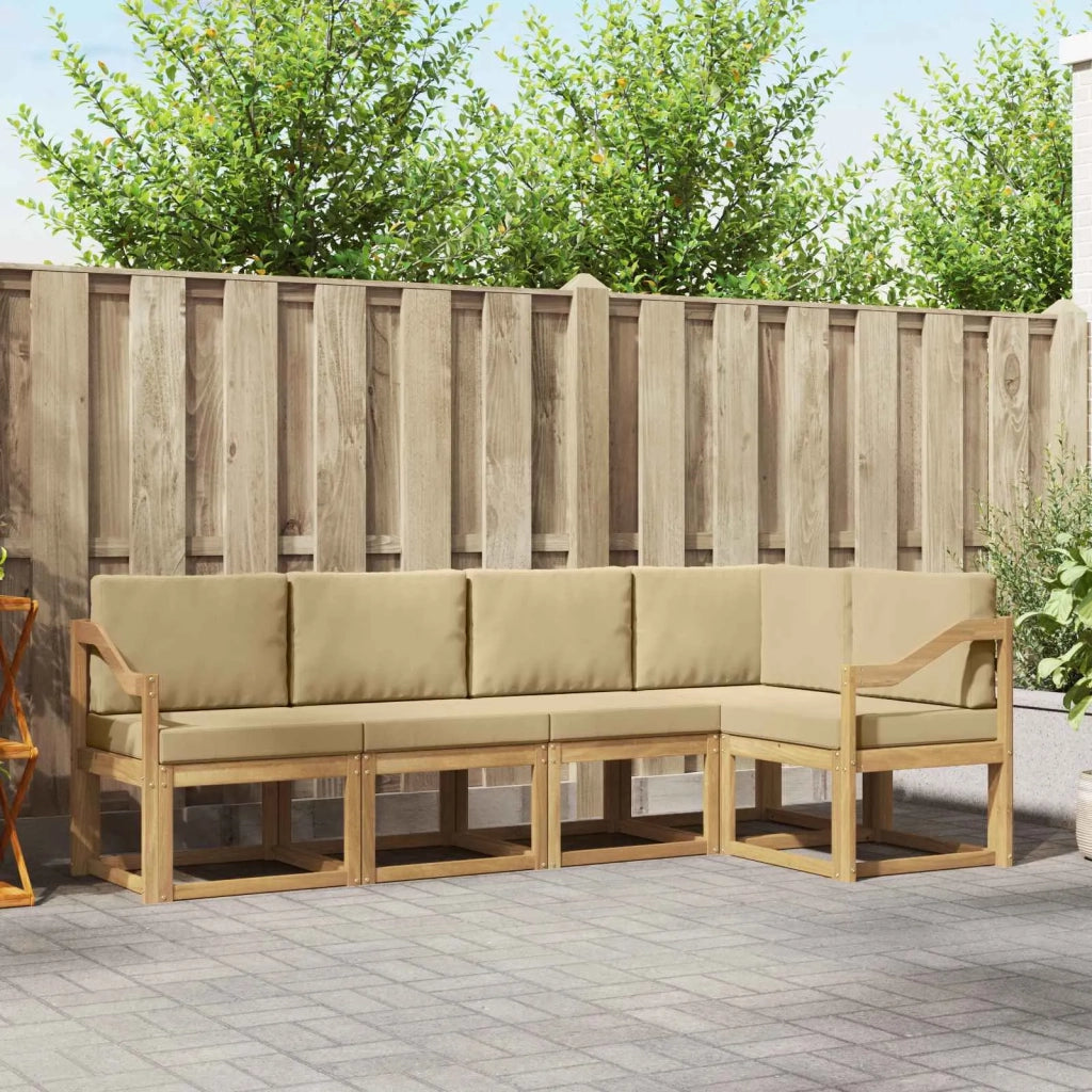 Set di divani da esterno con cuscino 5 pcs Bianco e Beige