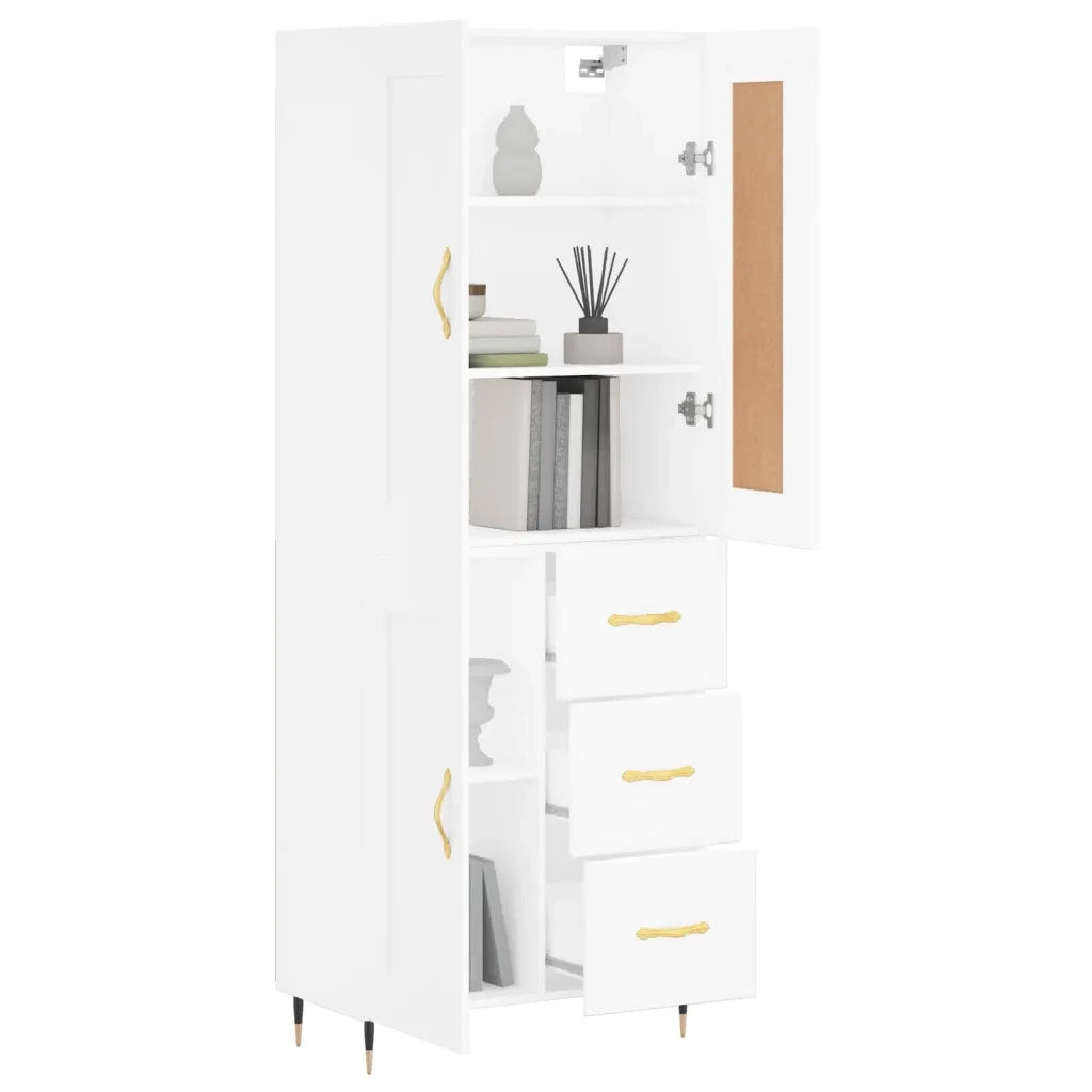 Credenza-Buffet-Armadio da cucina Bianca 69,5x34x180 cm in Legno Multistrato 736031