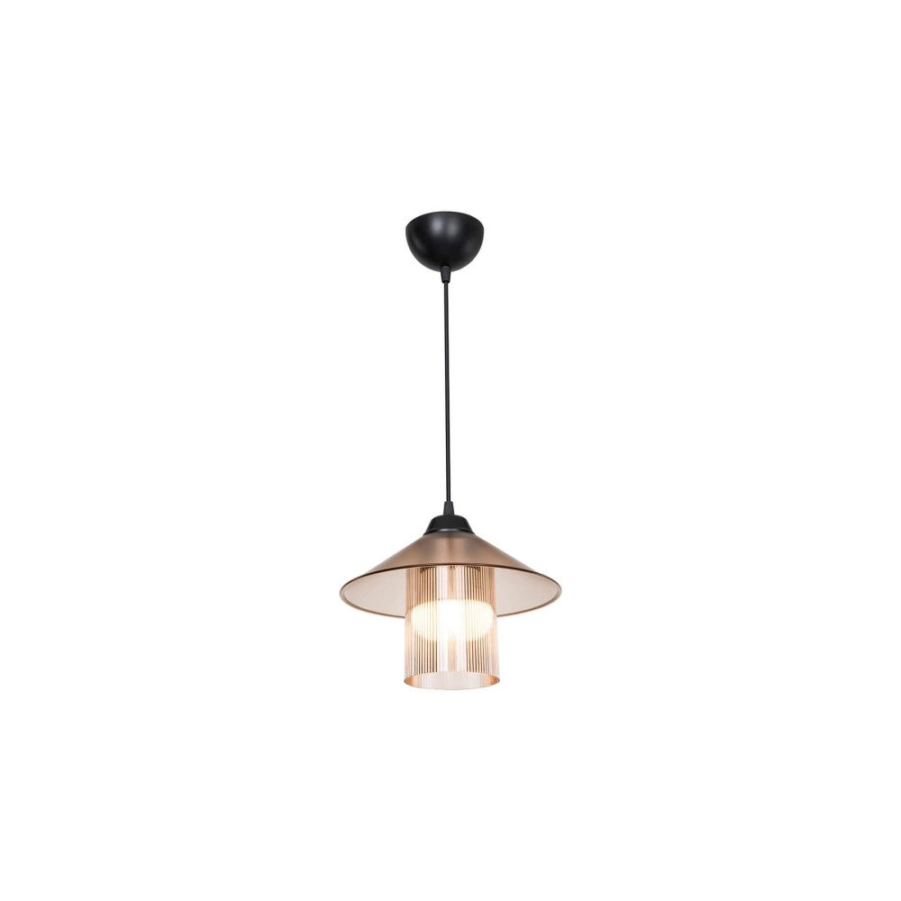 Lampada a sospensione stile vintage diffusore e paralume ambra Inka ASZ1464