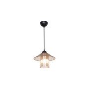 Lampada a sospensione stile vintage diffusore e paralume ambra Inka ASZ1464