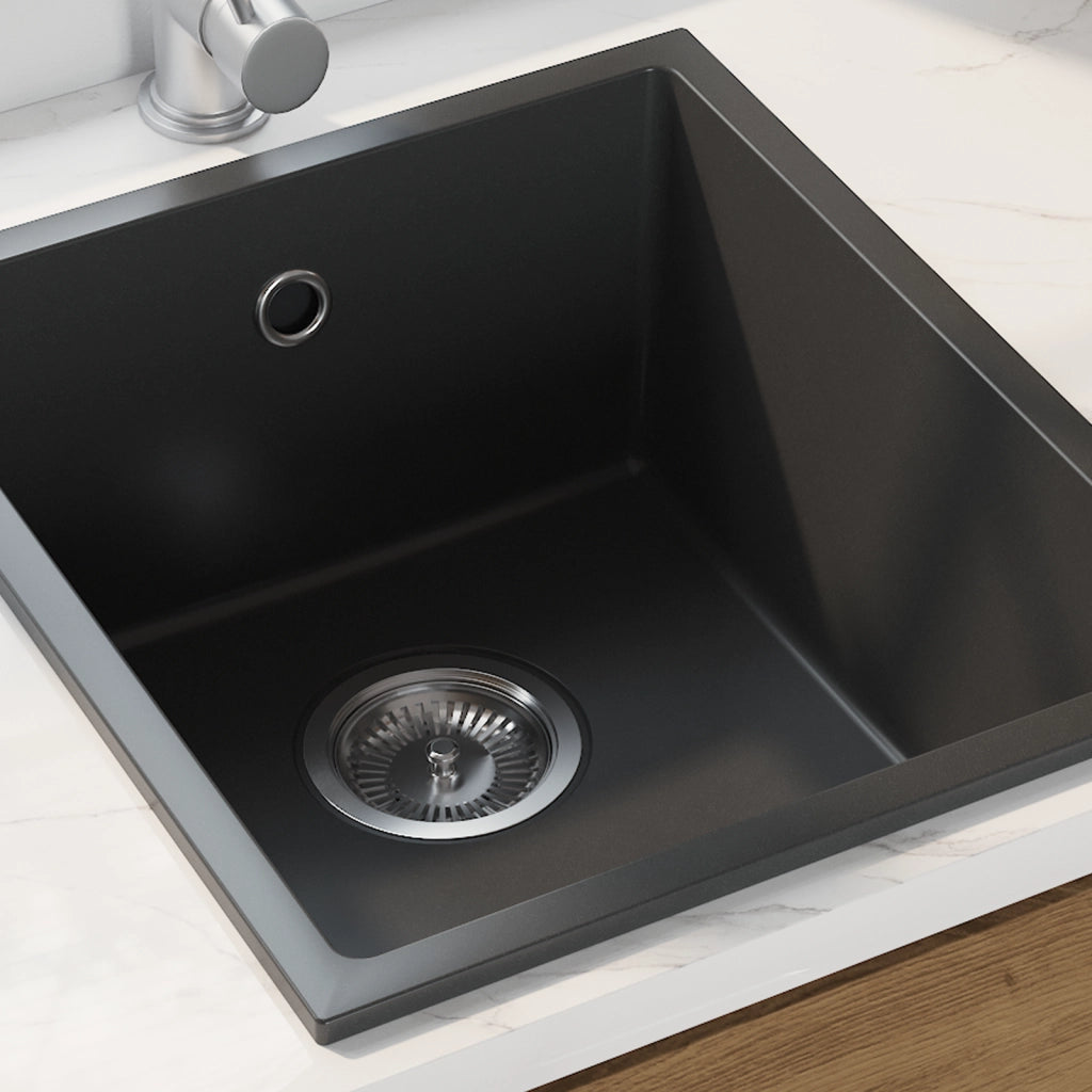 Lavello da Cucina con Foro di Troppopieno in Granito Nero