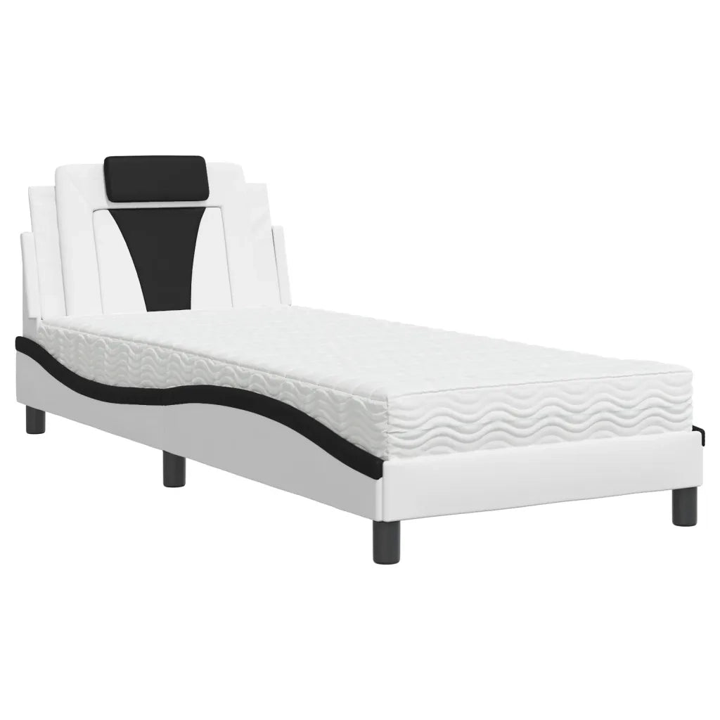 Letto con Materasso Bianco e Nero 90x190 cm in Similpellecod mxl 91706