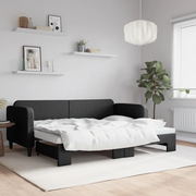 Divano Letto con Letto Estraibile Nero 80x200 Tessuto