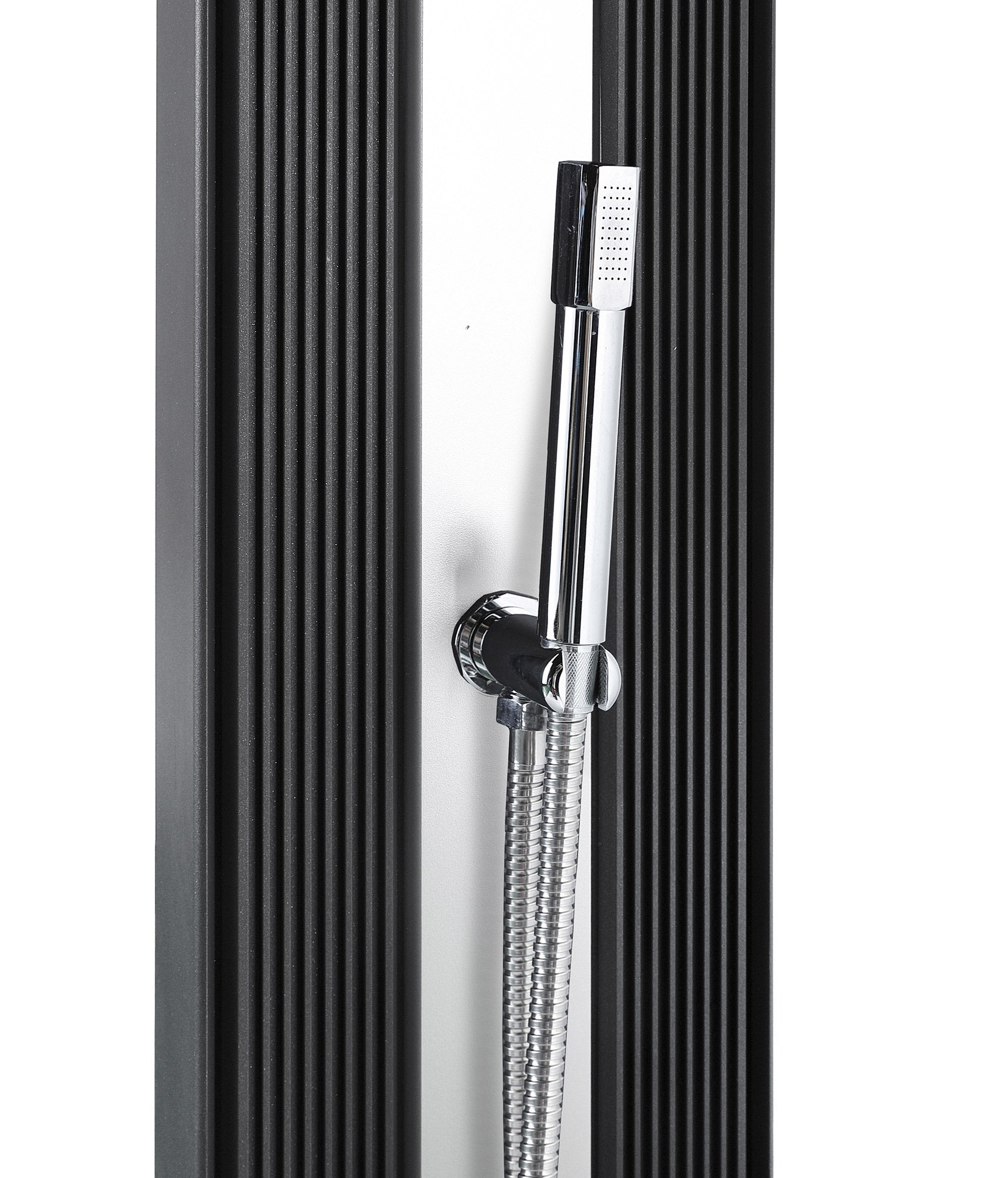 Doccia Solare Ibrida da Giardino 40L Miscelatore e Doccetta Lavapiedi Antracite/Inox