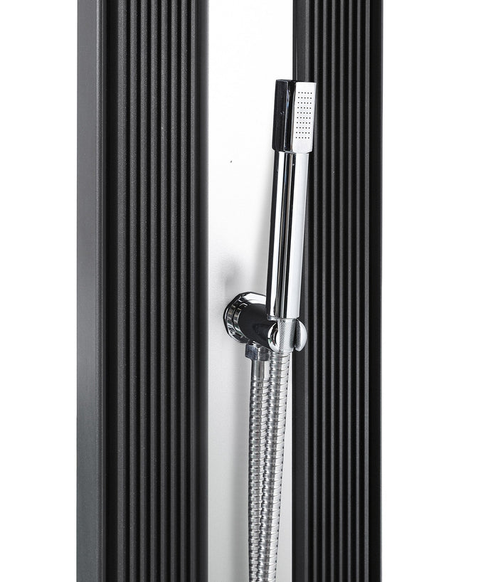 Doccia Solare Ibrida da Giardino 40L Miscelatore e Doccetta Lavapiedi Antracite/Inox