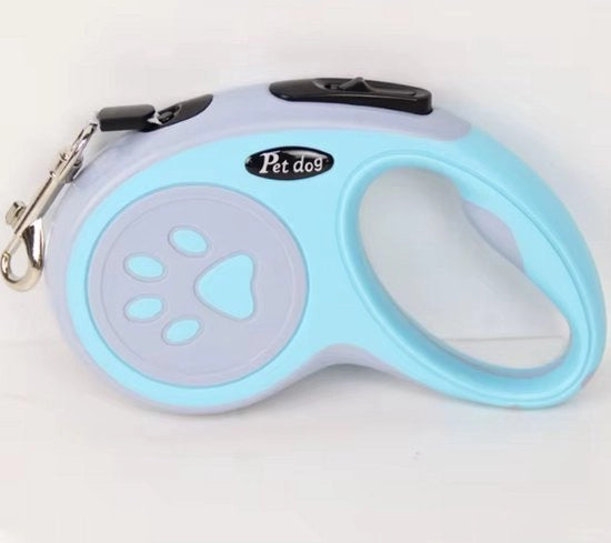 Cintura per cani in nylon 5m blu-grigio, automatico, riutilizzabile, adatto a piccoli cani