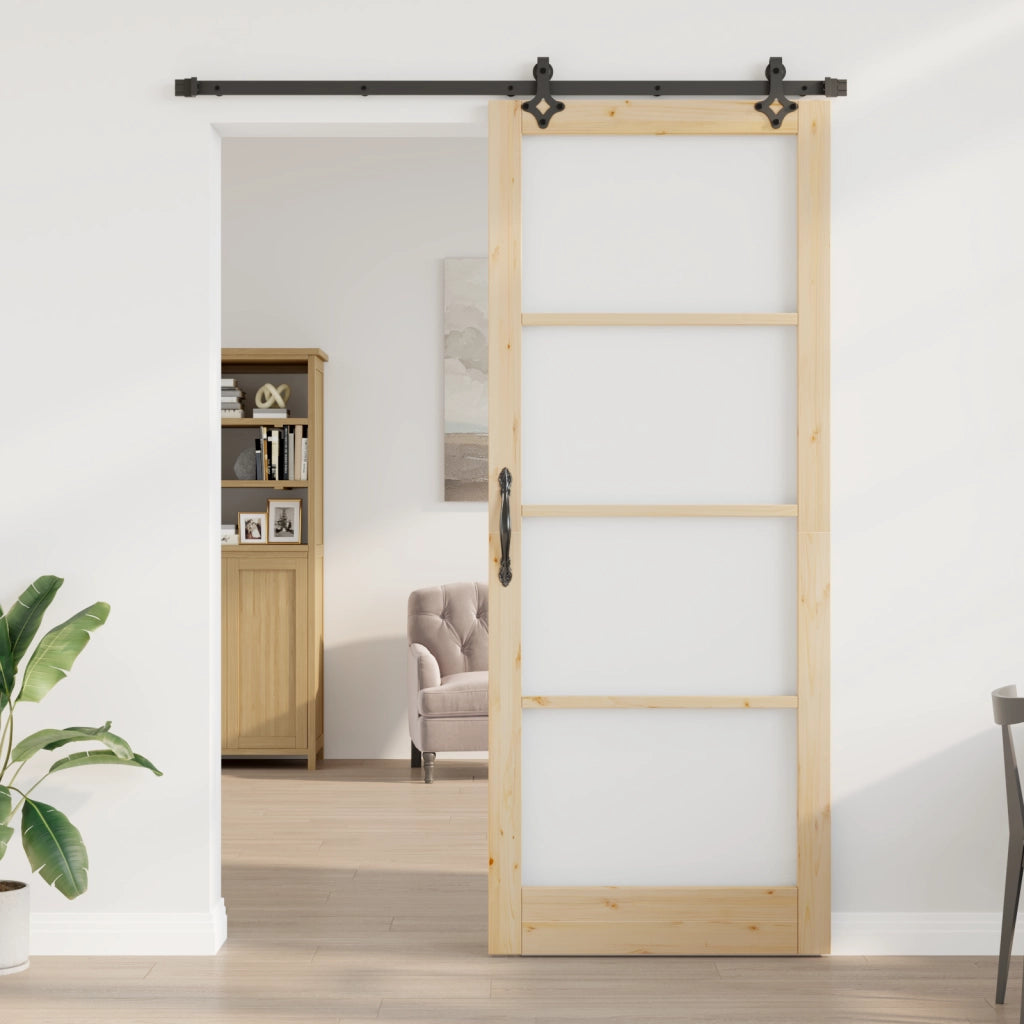 Porta scorrevole  con set di ferramenta 'ORKDAL'Legno massello e vetro