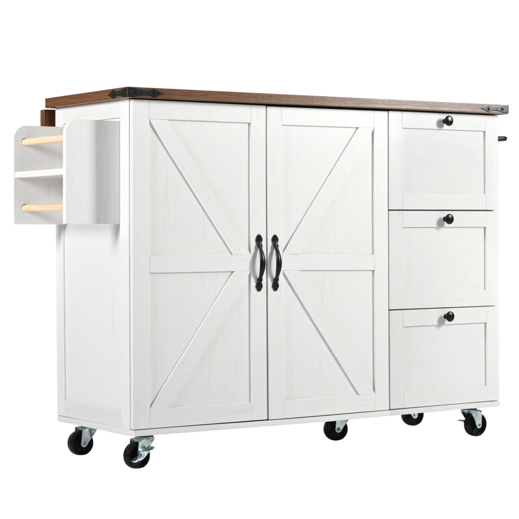 Isola Cucina con Piano Estraibile e 2 Ante 3 Cassetti ¨C MINIMAL ¨C Legno