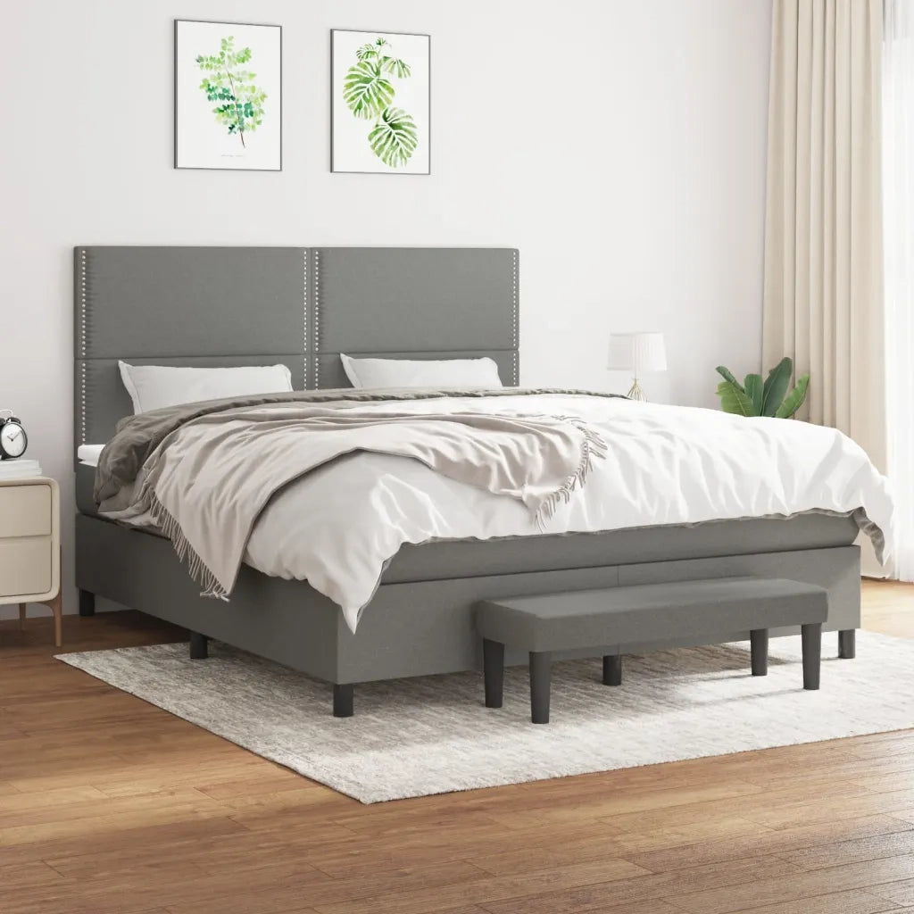 Giroletto a Molle con Materasso Grigio Scuro 180x200 cm Tessuto 3136534