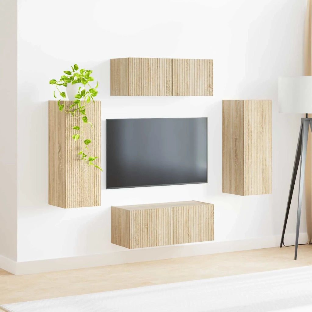 Set di Mobiletto da TV a Parete 4 pcs Rovere Sonoma 3408918