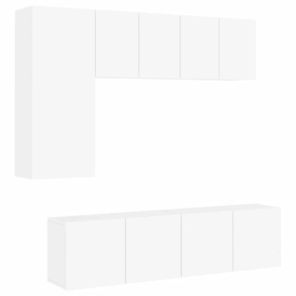 Mobili TV a Muro 5pz Bianchi in Legno Multistrato 3216464
