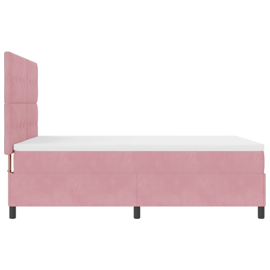 Letto Box Spring con Materasso e LED Rosa 140x190 cm Velluto