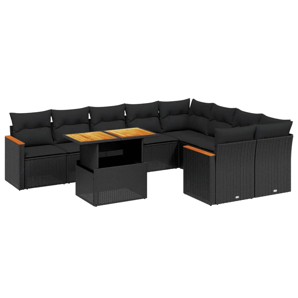 Set Divani da Giardino 10pz con Cuscini in Polyrattan Nerocod mxl 92762