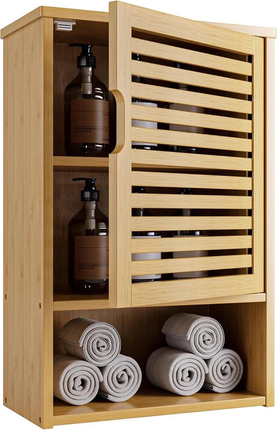 Cassettiere in Bambù - Mobili di Stoccaggio Appesi per Bagno e Cucina - 1 pezzo - Naturale