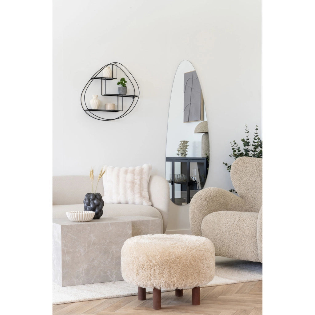 Pouf Inverness, Beige, Poliestere, 50x50x36 cm