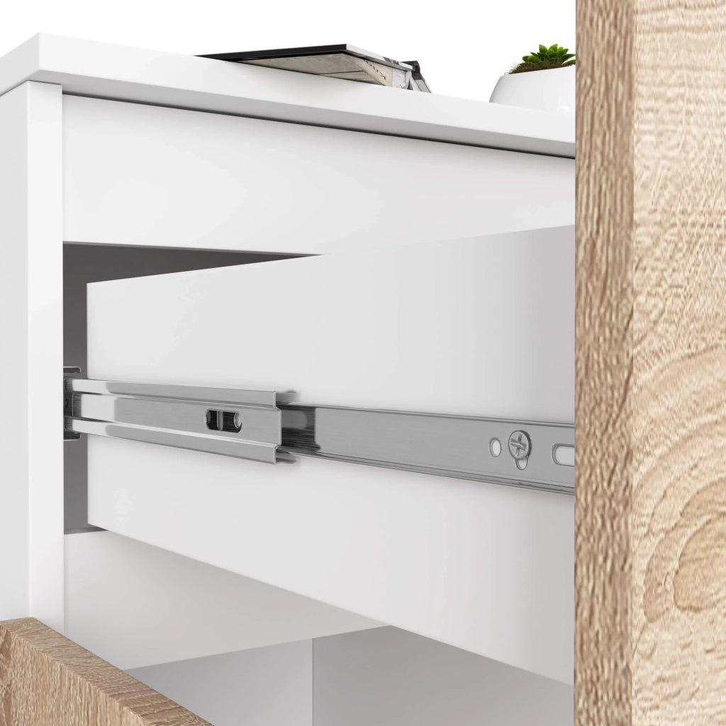 Cassettiera AKORD K80 Cassettiera Bianca 80 cm 2 ante 1 cassetto inserto frontale Sonoma Quercia 80x40x99 cm