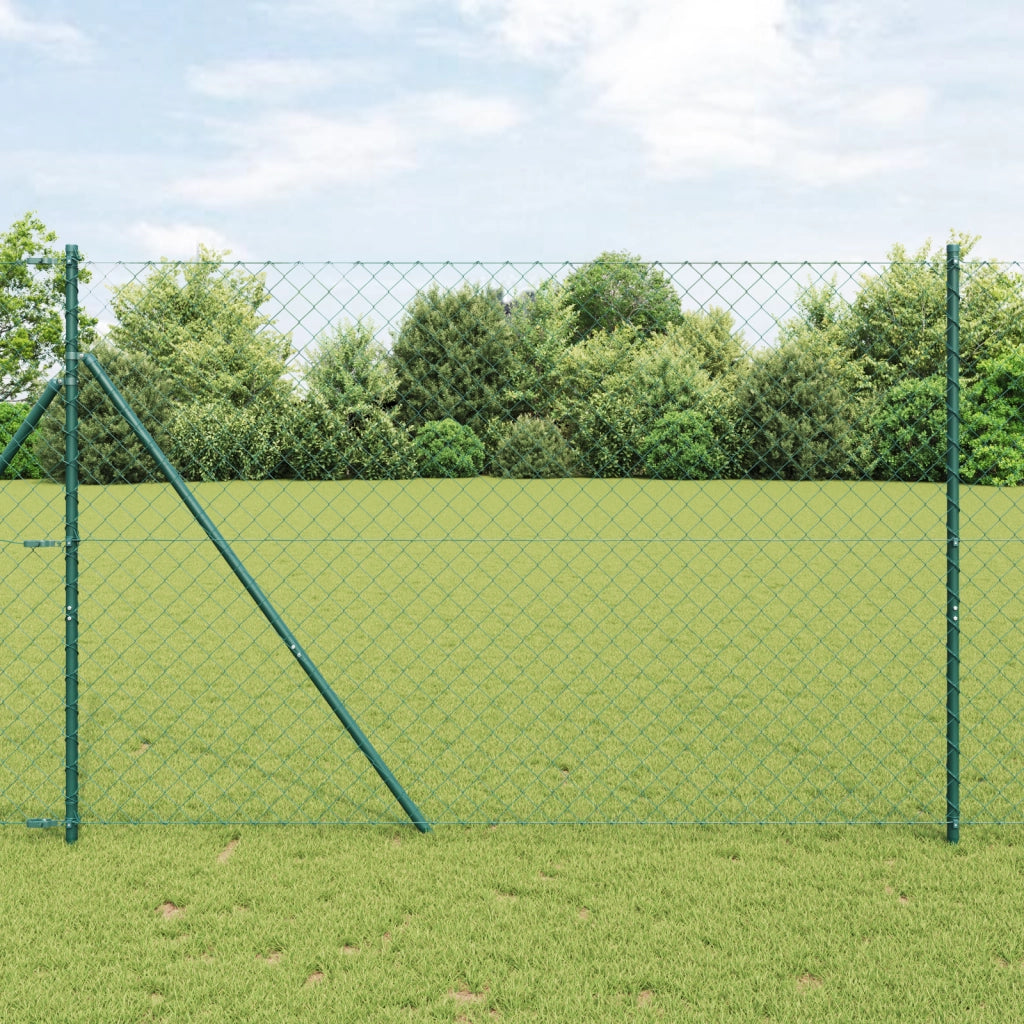 Recinzione a maglie metalliche con 7 pali 1,6x10 m in acciaio zincato verde