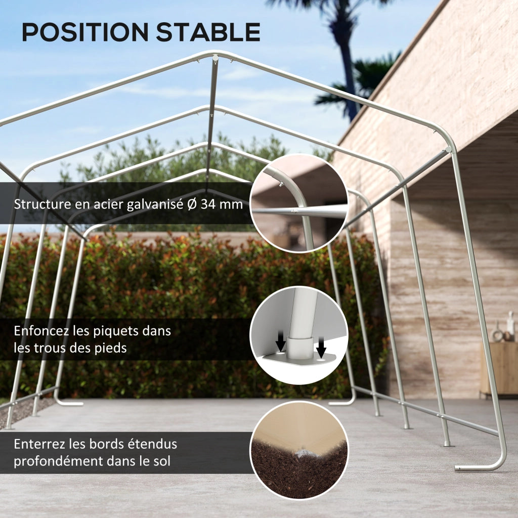 Tenda garage carport 6,2x3,3x2,4m ¨C Xylo ¨C acciaio zincato PE impermeabile anti-UV