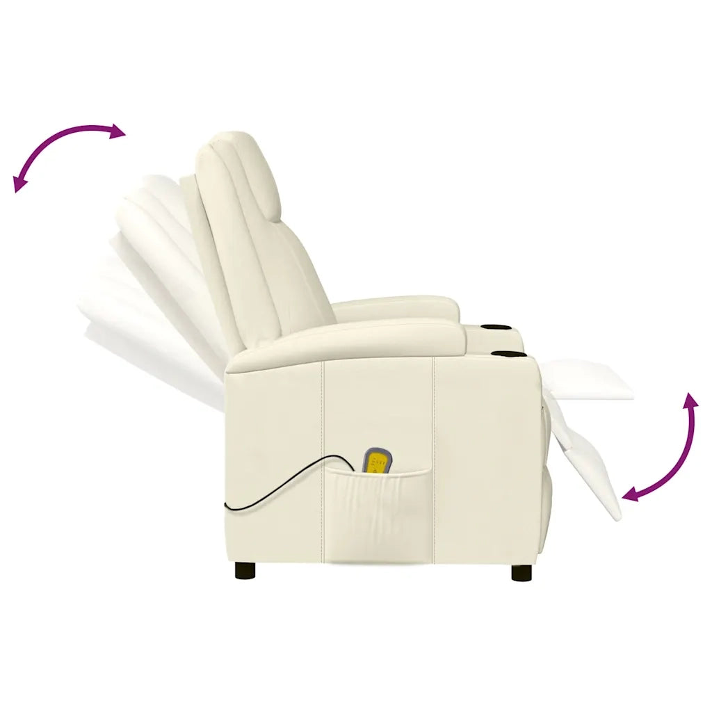 Poltrona Massaggiante Bianco Crema in Similpelle 321312