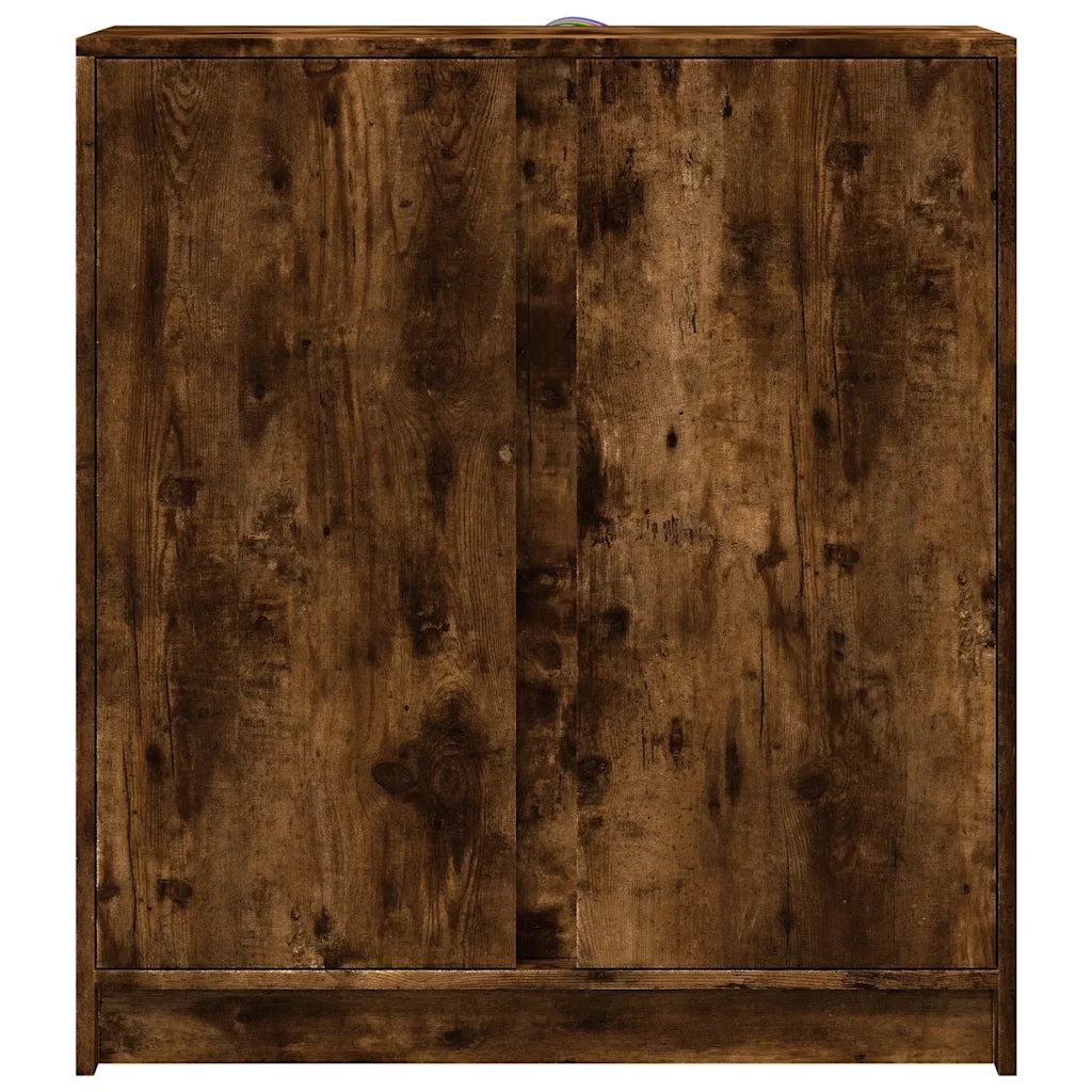 Credenza con LED-Buffet-Armadio da cucina Rovere Fumo 77x34x85 cm in Legno Multistrato
