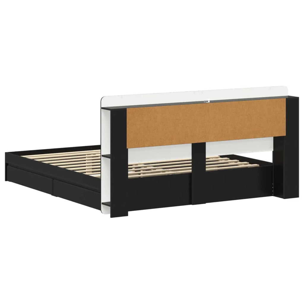 Telaio del letto con storage con cassetto Nero 200 x 200 cm 3433690