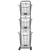 Supporto per cestello a 3 livelli in metallo Nero con maniglie per rotelle Cucina rimovibile Accessorio per riporre il bagno per asciugamani