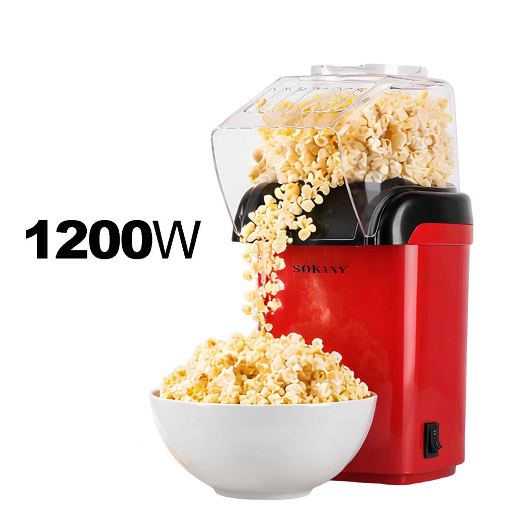 Macchina per Popcorn 1200W Preparazione e Cottura Rapida Nero / Rosso Sokany
