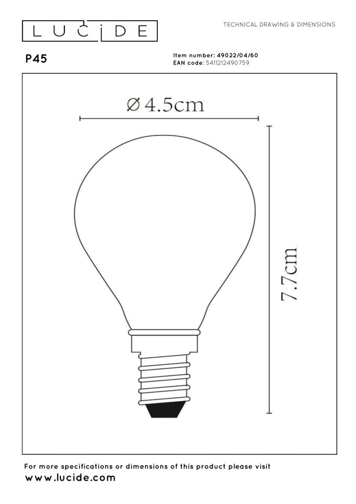 Lampadina LED sfera trasparente E14 4W luce calda Lucide