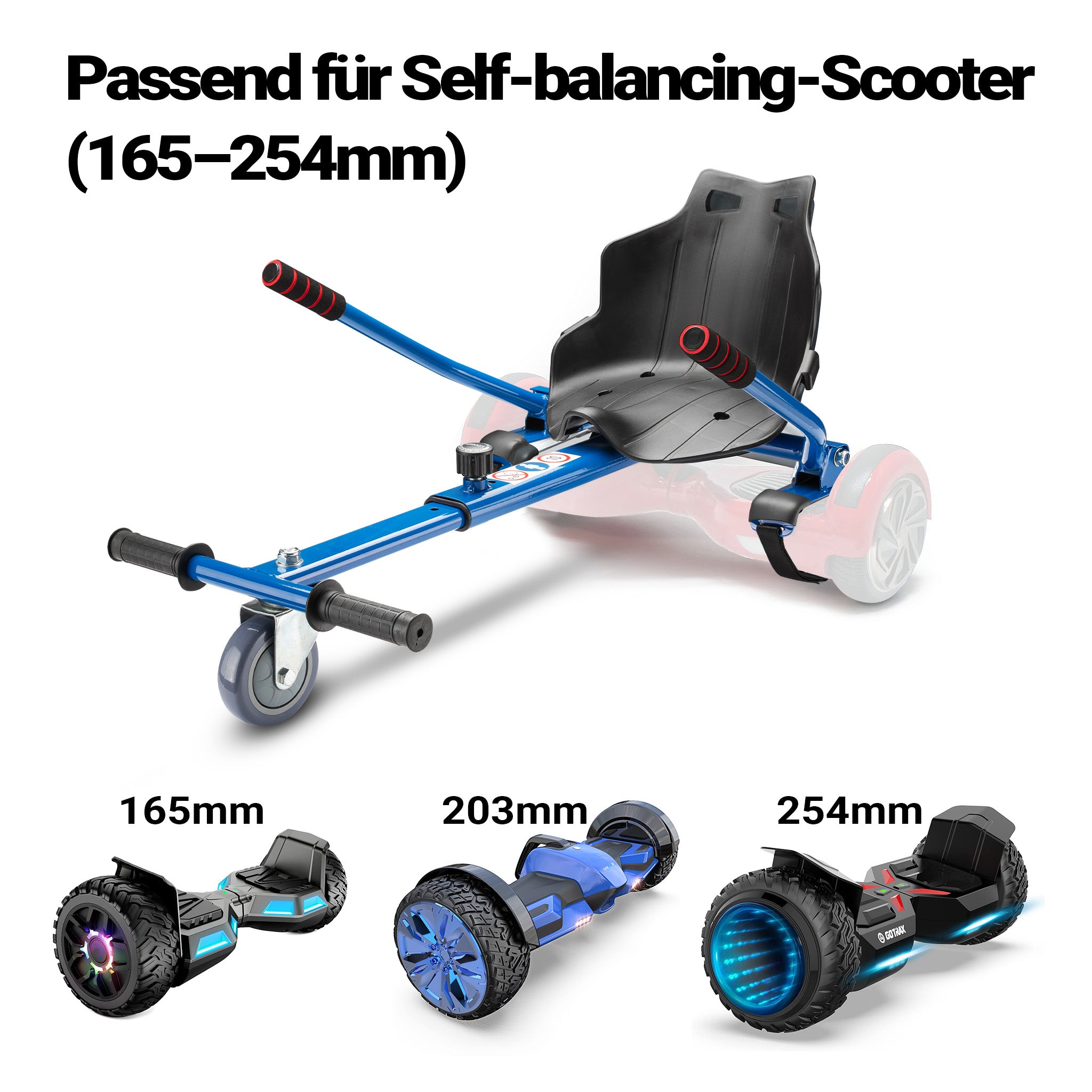 Sedile per hoverboard max 120 kg blu, ergonomico, regolabile, per scooter elettrico autobilanciato