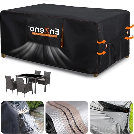 Copertura esterna in tessuto Oxford impermeabile e resistente al freddo per mobili da giardino - Nero - 160 x 90 x 74 cm