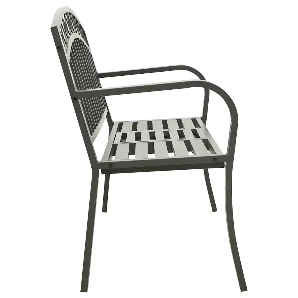 Panca da Giardino con Tavolino Grigio 120 cm Acciaio 319585