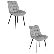Set di 2 sedie Bera in velluto grigio argento con gambe nere