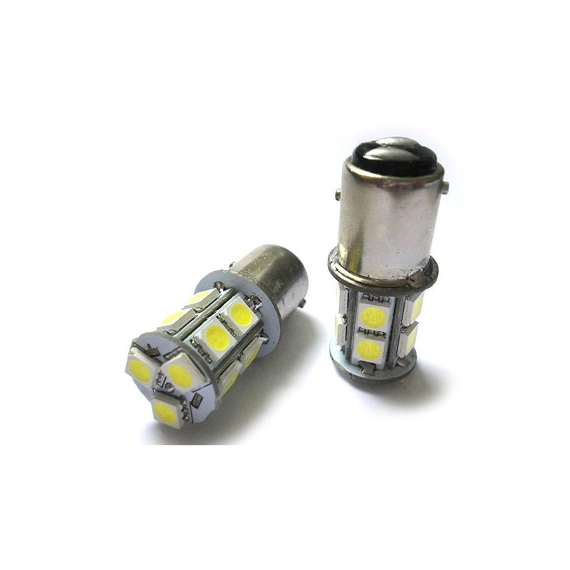 2 Lampade Led Barca Nautica BAY15D Bianco Freddo 12V 24V 3W No Polarita 13 Smd 5050 G18,5
