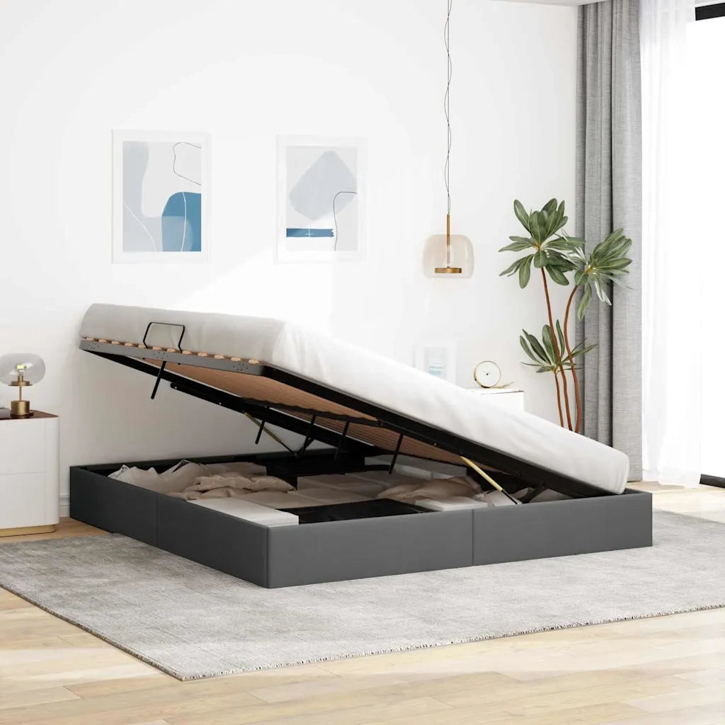 Letto con Contenitore Grigio Scuro 193 x 203 cm Tessuto 3370061
