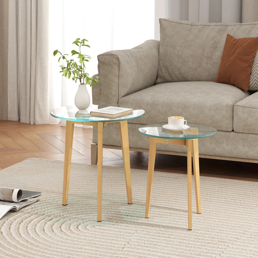 Set Tavolini Moderni ¨C zephmum ¨C Vetro Temperato Acciaio 50x45 40x40