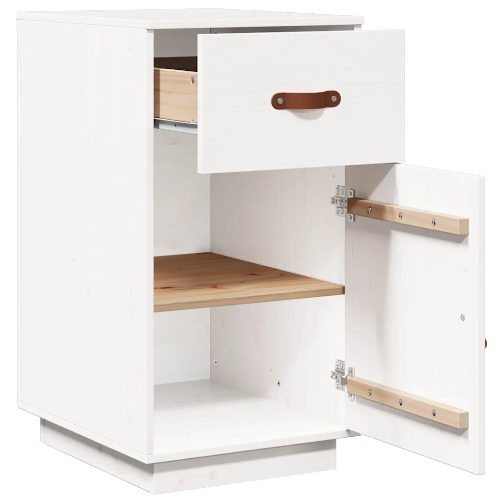 Armadietto da Scrivania Bianco 40x50x75 cm Legno Massello Pino 820098