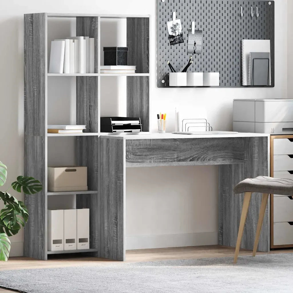Scrivania con lo scaffale Grigio Sonoma 138,5 x 55 x 143 cm 3337254