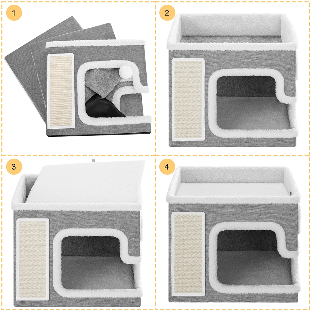Cuccia per Gatti Tiragraffi Casetta Animale 42x42x33 cm Cuscino e Base Antiscivolo