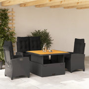 Set da Pranzo da Giardino 4 pz con Cuscini Nero in Polyrattan 3277392