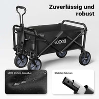 Toboli Carretto a mano pieghevole, max 100 kg, tessuto impermeabile nero e manico telescopico, Carrello spiaggia
