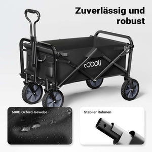Toboli Carretto a mano pieghevole, max 100 kg, tessuto impermeabile nero e manico telescopico, Carrello spiaggia