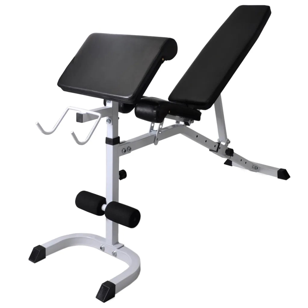 Panca-Sgabello Multifunzione con Bilanciere e Set di Manubri 60,5 kg 611716