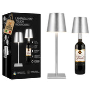 Akitaink Lampada da Tavolo LED Argento Ricaricabile