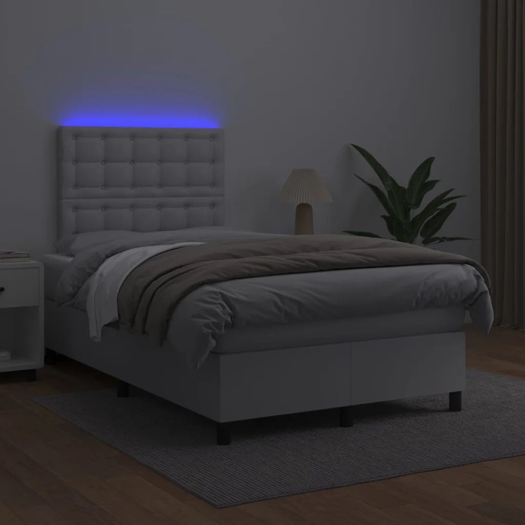 Giroletto Molle con Materasso e LED Bianco 120x200cm Similpelle 3135934