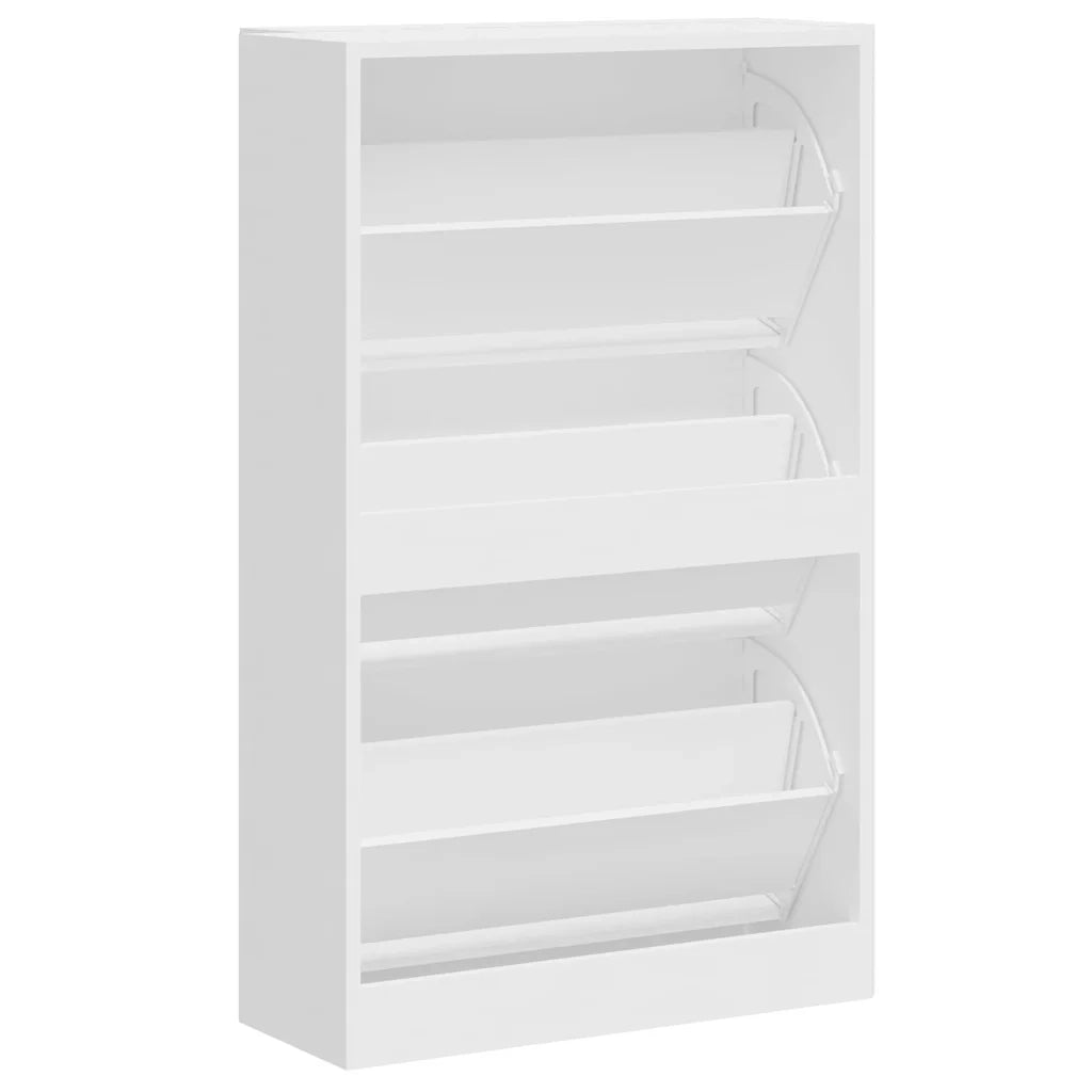 Scarpiera Bianco Lucido 63x24x103 cm in Legno Multistrato 342554